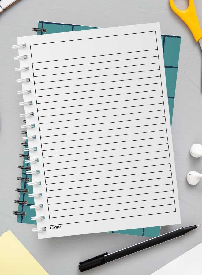 LOWHA - Spiral Notebook For School Or Business Note Taking With 60 Sheets  Grid Line Seamless Pattern Multicolour - Image 1