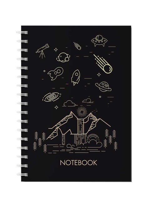 Hand Draw Nature and Space Design Spiral Notebook With 60 Sheets For School Or Business Note Taking Multicolour