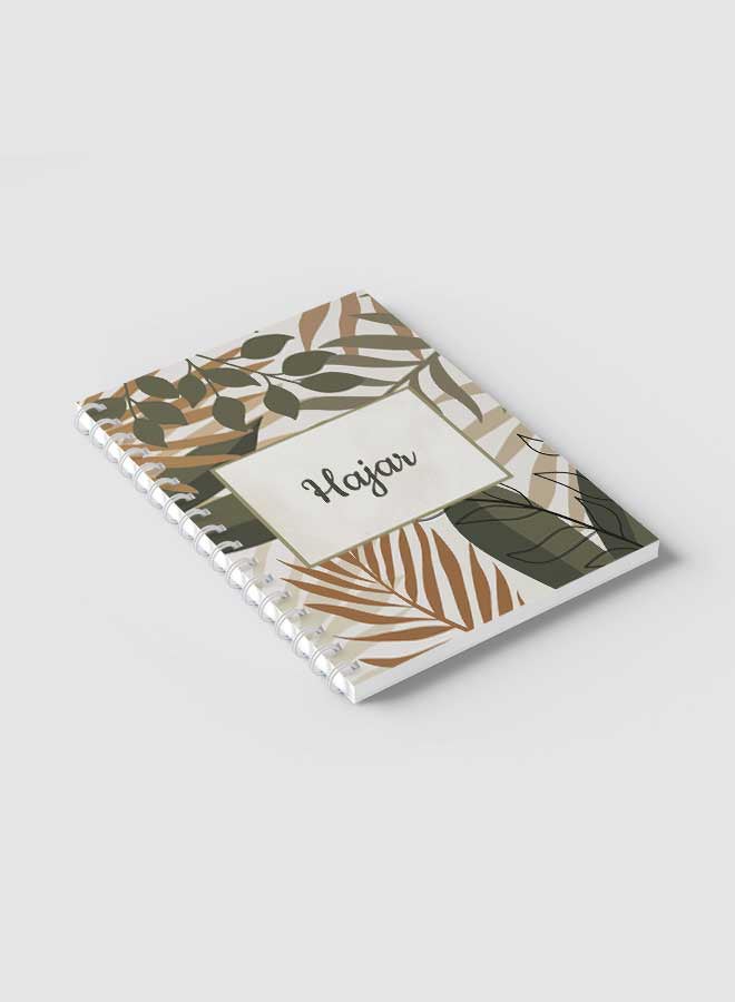 LOWHA English Name Hajar Design Spiral Notebook With 60 Sheets For School Or Business Note Taking Brown/Grey/Black - Image 2