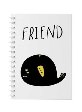 Friend Text and Whale Art Design Spiral Notebook With 60 Sheets For School Or Business Note Taking Multicolour - v1638376176/N51902975A_1