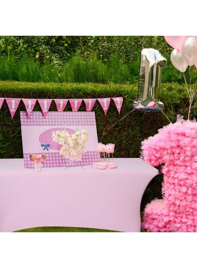 Rectangular Spandex Linen Fitted Table Cloth Pink 183 x 76 x 26cm - Image 2
