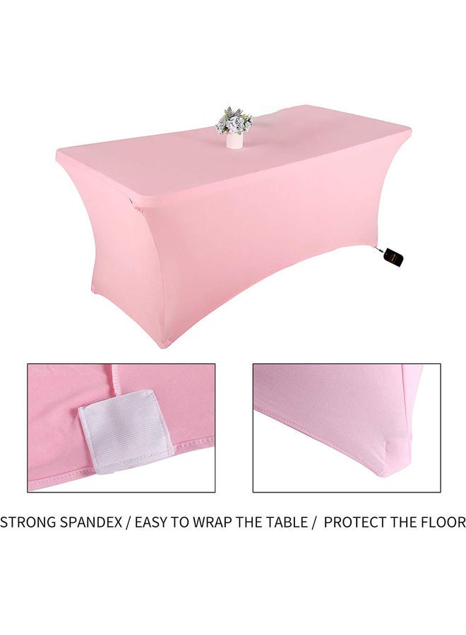 Rectangular Spandex Linen Fitted Table Cloth Pink 183 x 76 x 26cm - Image 3