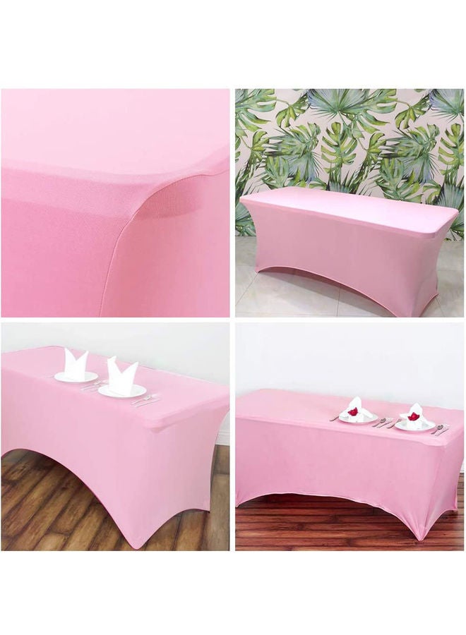 Rectangular Spandex Linen Fitted Table Cloth Pink 183 x 76 x 26cm - Image 4