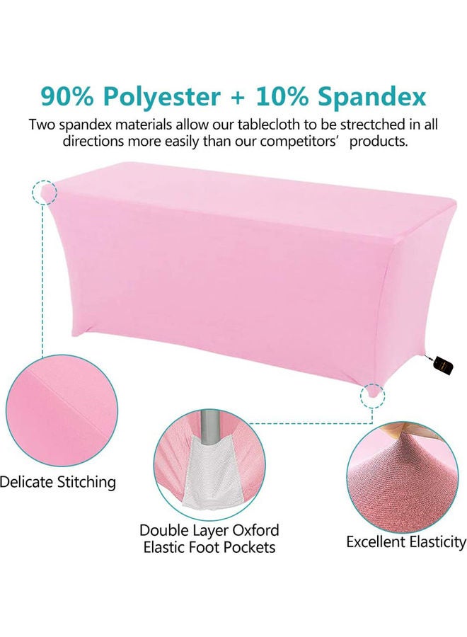 Rectangular Spandex Linen Fitted Table Cloth Pink 183 x 76 x 26cm - Image 5
