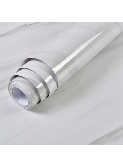 ملصق تجديد المطبخ بتصميم رخامي مقاوم للماء والزيت لون أبيض 60 x 200سم