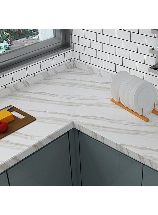 Marble Waterproof and Oil Proof Kitchen Renovation Sticker White 60 x 200cm  - Image 2