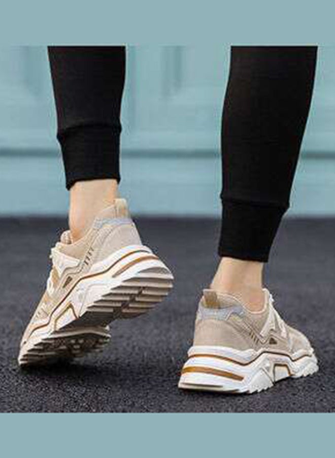 Beauenty Casual Round Toe Lace-Up Low Top Sneakers Brown/White  - Image 5
