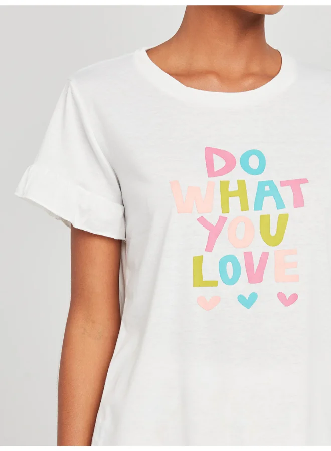 كلوزيت باي ستايلي طقم بيجاما بأساور وتيشيرت بطبعة عبارة Do What You Love" Multicolour