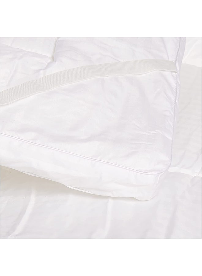 Maestro - Anti Alllergic Super Soft 100% Microfiber Satin Sripe Mattress Topper 1Pc Polyester White 90 x 190cm - Image 1