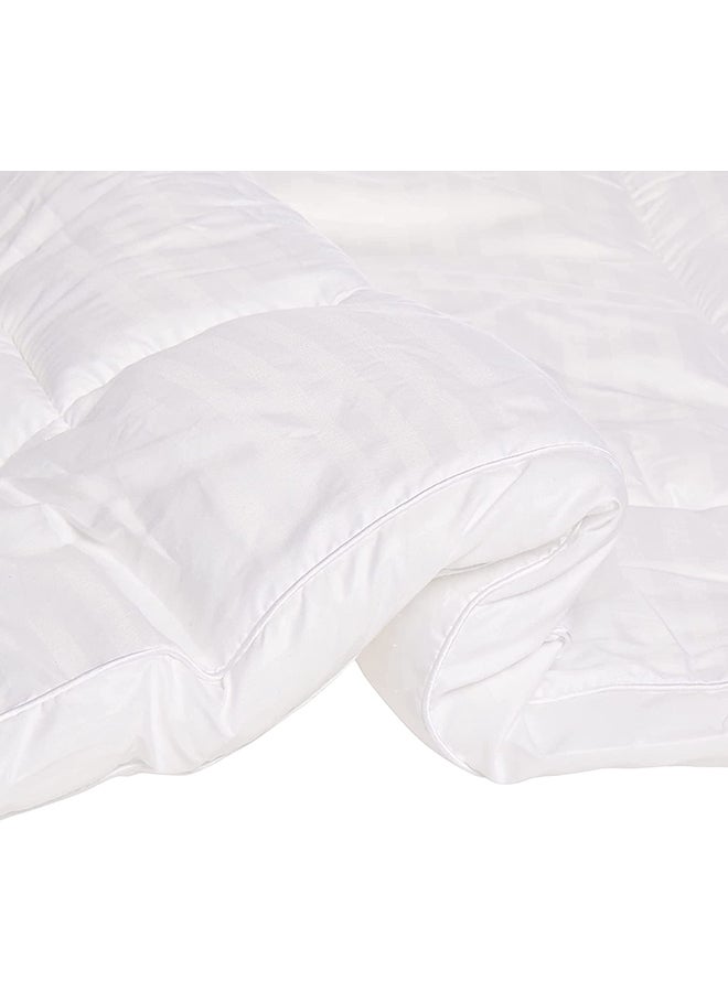 Maestro - Anti Alllergic Super Soft 100% Microfiber Satin Sripe Mattress Topper 1Pc Polyester White 90 x 190cm - Image 1