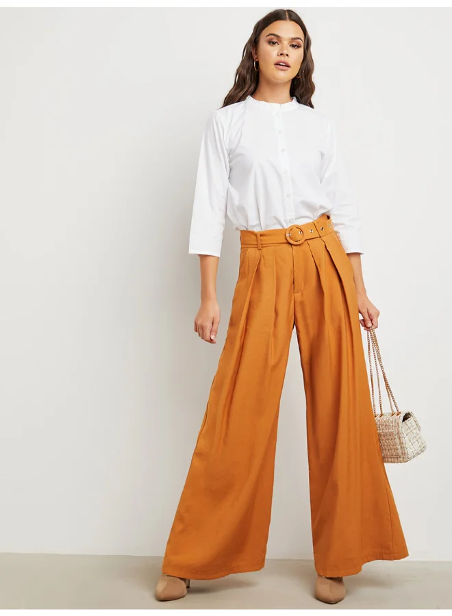 Closet By Styli Mandarin Neck Three-Quarter Sleeve Shirt White