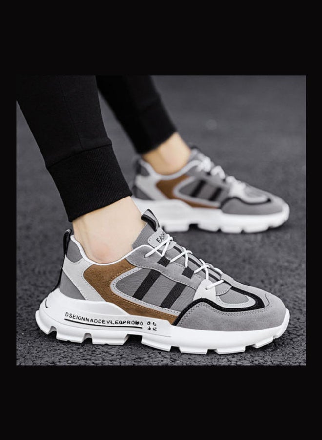 Beauenty Fashion Low Top Sneakers Grey/Black/Brown  - Image 3