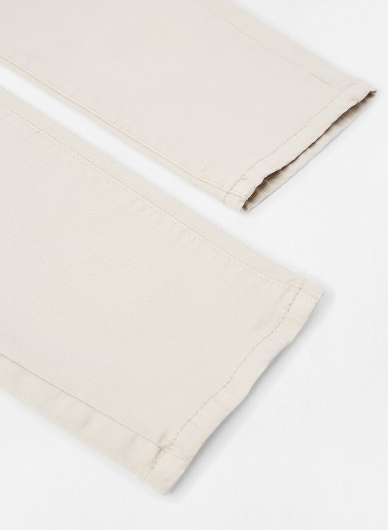 MANGO - Kids Unisex Regular Fit Trousers Ivory - Image 1