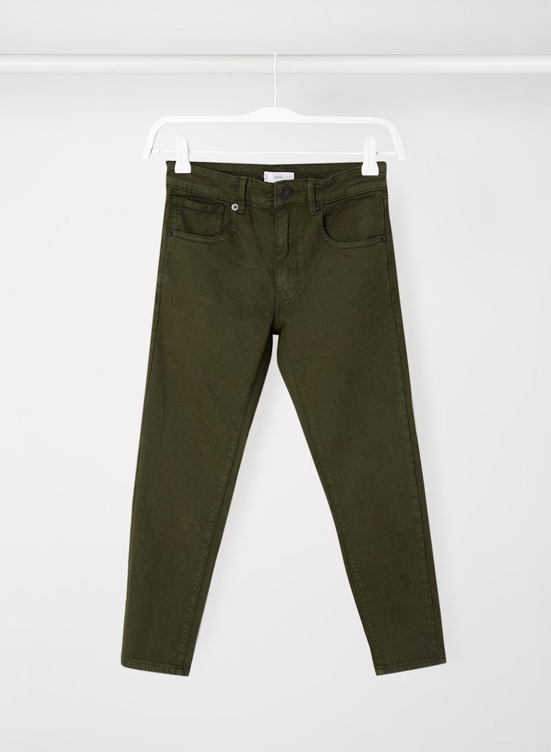 MANGO - Kids Unisex Regular Fit Pants Green - Image 1