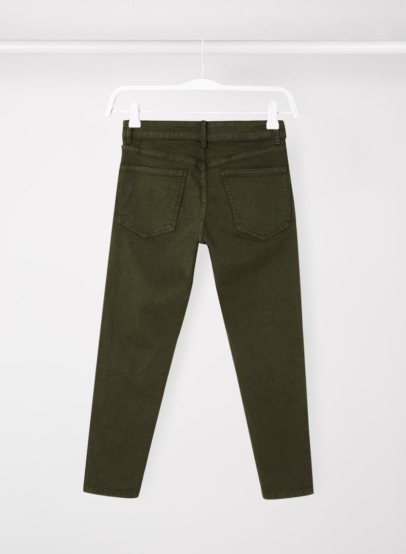 MANGO - Kids Unisex Regular Fit Pants Green - Image 1