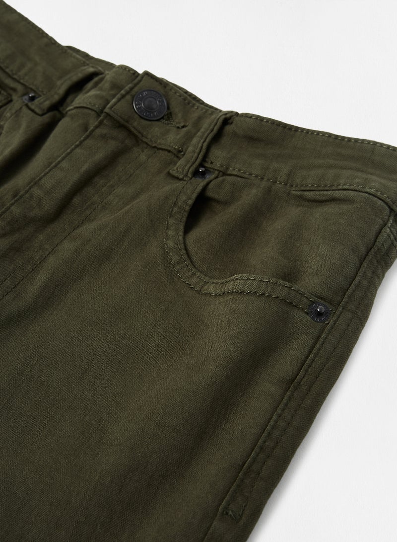 MANGO - Kids Unisex Regular Fit Pants Green - Image 1