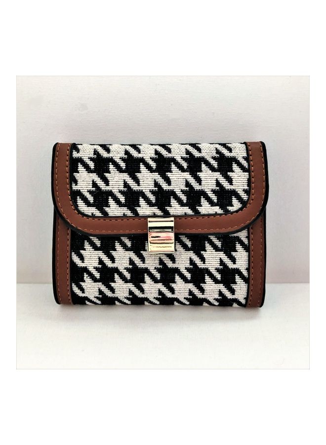 THE BLING STUDIO Hounds Tooth 3 Fold Wallet Brown  - Image 1