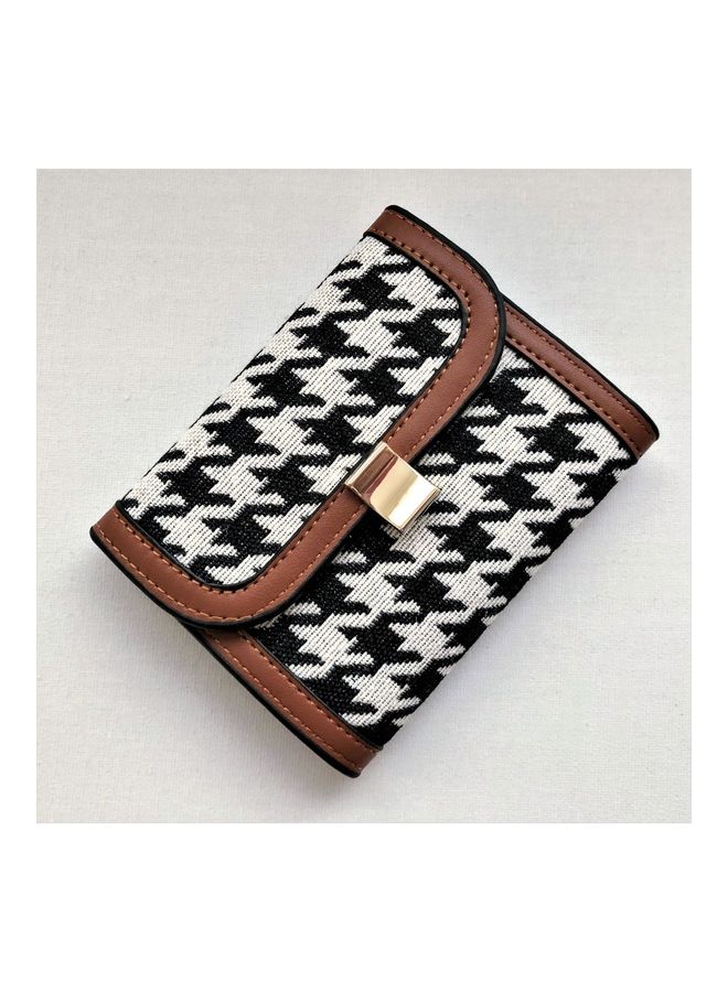 THE BLING STUDIO Hounds Tooth 3 Fold Wallet Brown  - Image 2