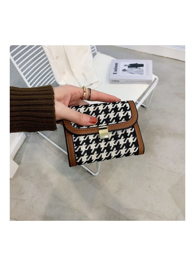 THE BLING STUDIO Hounds Tooth 3 Fold Wallet Brown  - Image 4