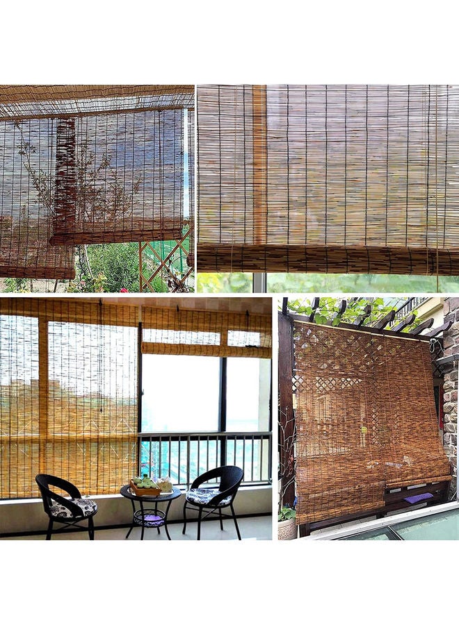 LINGWEI 8-Piece Bamboo Roller Natural Reed Curtains Beige 100x200x0.5cm  - Image 2