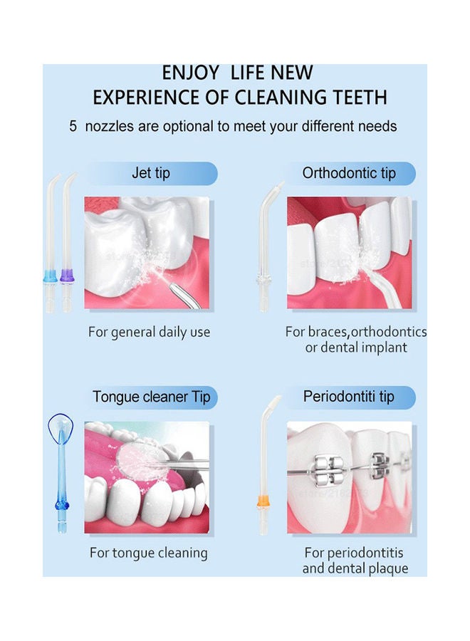 h2ofloss Cordless Water Dental Flosser, Portable Oral Irrigator For Teeth, Braces, Rechargeable And Ipx7 Waterproof Teeth Cleaner For Home Travel Hf6 White 300ml  - Image 5