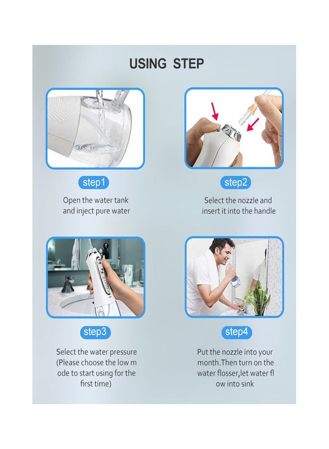 h2ofloss Cordless Water Dental Flosser, Portable Oral Irrigator For Teeth, Braces, Rechargeable And Ipx7 Waterproof Teeth Cleaner For Home Travel Hf6 White 300ml  - Image 4