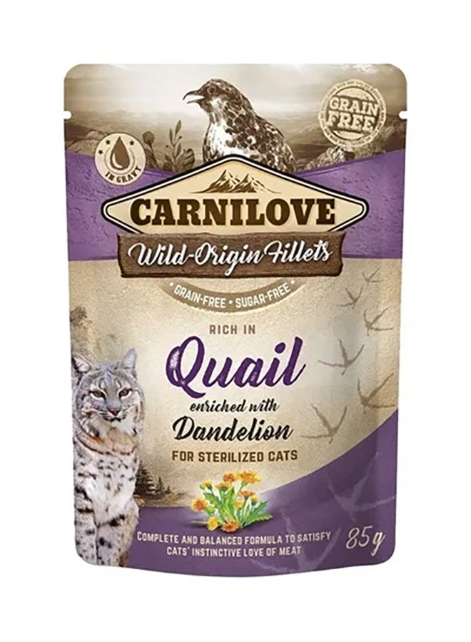 CARNILOVE Quail Enriched With Dandelion For Sterilized Cats Brown 85grams 