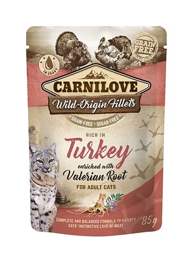 CARNILOVE Turkey Enriched With Valerian Root For Adult Cats Brown 85grams 