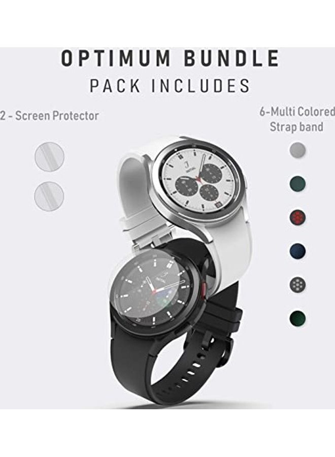 Moxedo 8-Piece Replacement Strap Band With Screen Protector For Samsung Galaxy Watch 4 Classic Multicolour  - Image 3