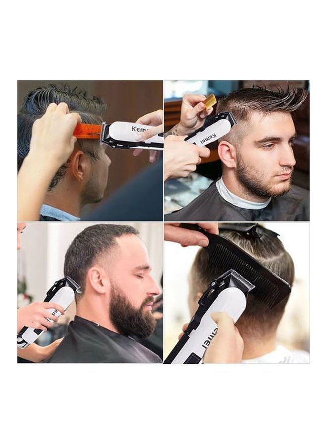 Kemei Rechargeable Electric LCD Hair Clipper White - Image 3