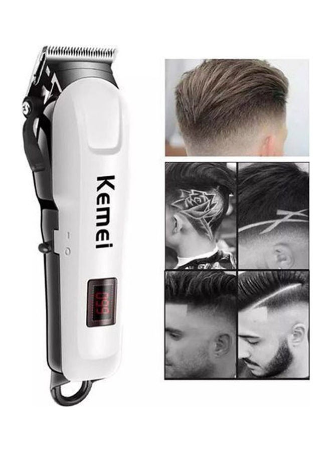 Kemei Rechargeable Electric LCD Hair Clipper White - Image 1