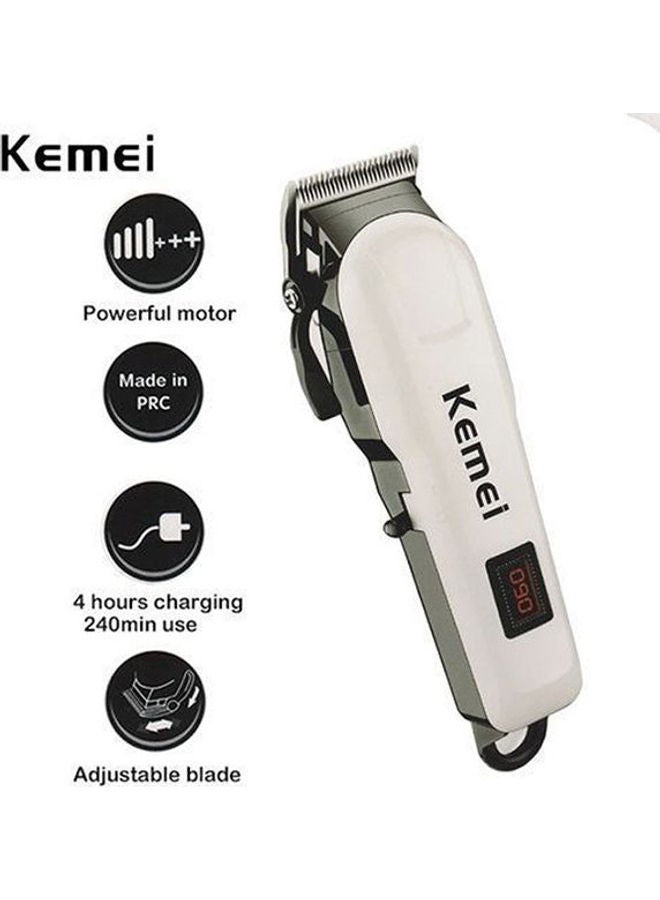 Kemei Rechargeable Electric LCD Hair Clipper White - Image 2