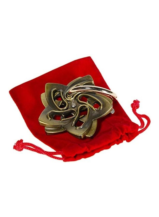 Deluxe Games and Puzzles - Helix Hanayama Brain Teaser Puzzle, Level 5 Difficulty, Red Velveteen Drawstring Pouch, Bundled Items 2.1 X5 X3.2inch - Image 1