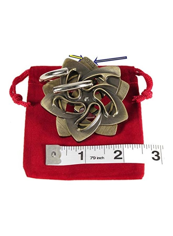 Deluxe Games and Puzzles - Helix Hanayama Brain Teaser Puzzle, Level 5 Difficulty, Red Velveteen Drawstring Pouch, Bundled Items 2.1 X5 X3.2inch - Image 1