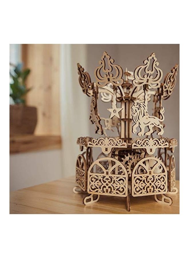 Wood Trick - 3D Wooden Puzzle Carousel Horse Toy - Merry-Go-Round Model 1.5 X14.6 X7.4inch - Image 1