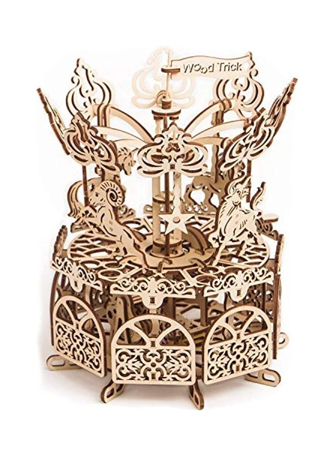 Wood Trick - 3D Wooden Puzzle Carousel Horse Toy - Merry-Go-Round Model 1.5 X14.6 X7.4inch - Image 1