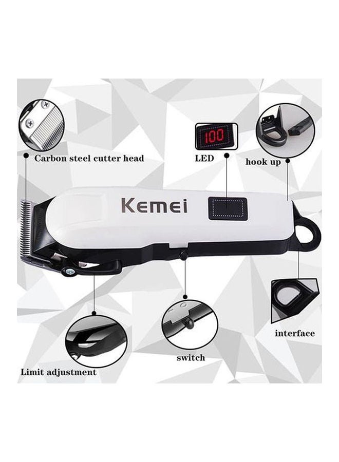 Kemei LCD Hair Clipper+100meza Gift Comb Whait - Image 2