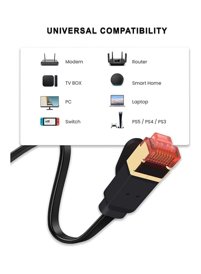 Cat 7 Ethernet Patch Internet Cable With Gold Plated Black - v1638446091/N52078122A_3