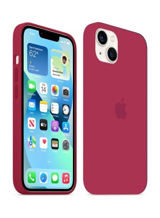 MARGOUN - Protective Soft Silicone Case Cover for iPhone 13 Rose Red - Image 1