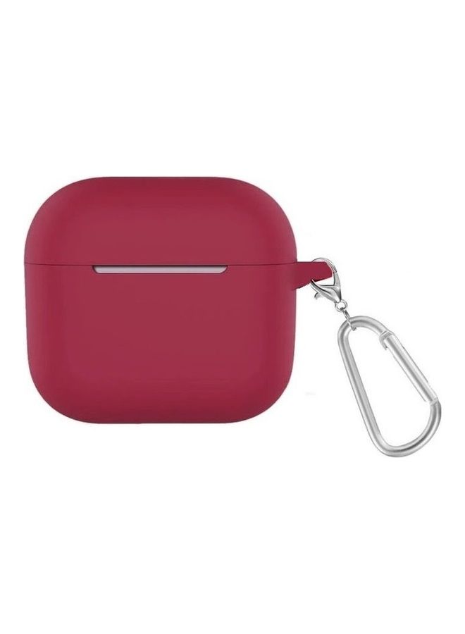 MARGOUN - Protective Silicone Case Cover For Apple AirPods 3 3rd Generation With Keychain Wine Red - Image 1