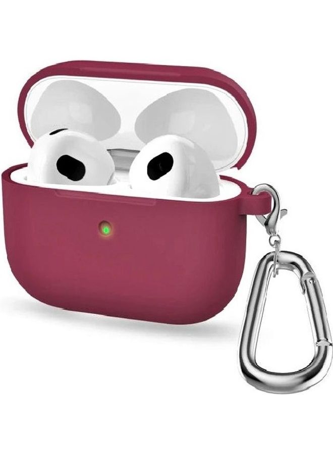 MARGOUN - Protective Silicone Case Cover For Apple AirPods 3 3rd Generation With Keychain Wine Red - Image 1