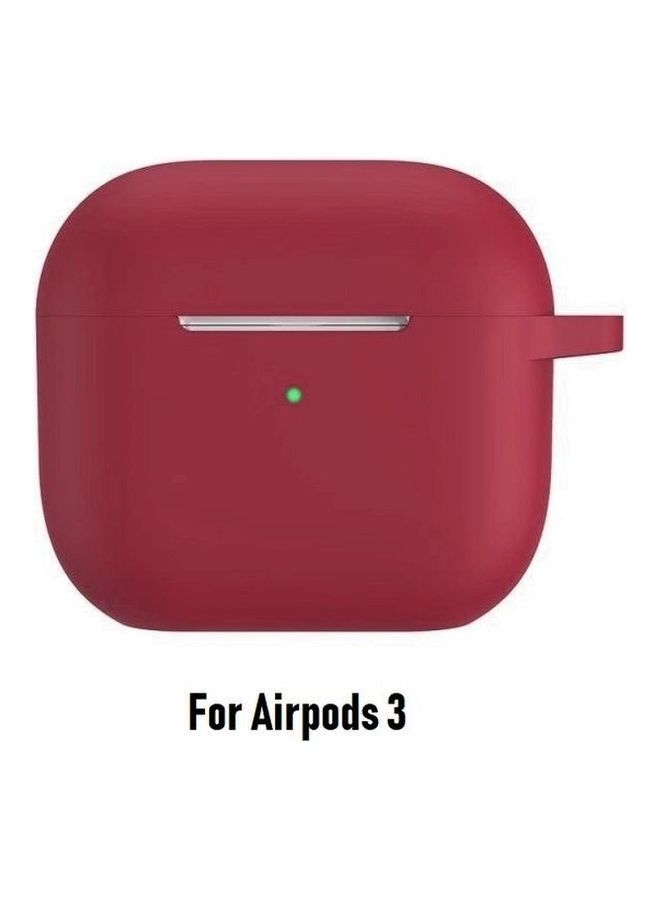 MARGOUN - Protective Silicone Case Cover For Apple AirPods 3 3rd Generation With Keychain Wine Red - Image 1