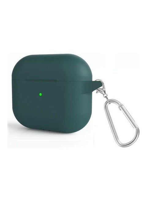 Protective Silicone Case Cover For Apple AirPods 3 3rd Generation With Keychain Pine Green