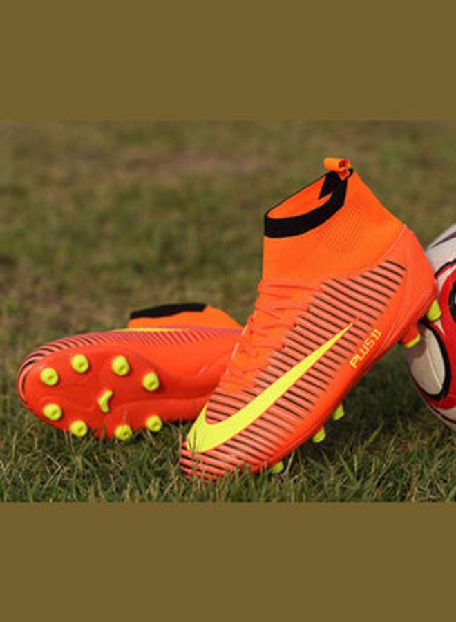 Beauenty High Top Lace-Up Football Shoes Orange/Yellow/Black - Image 2