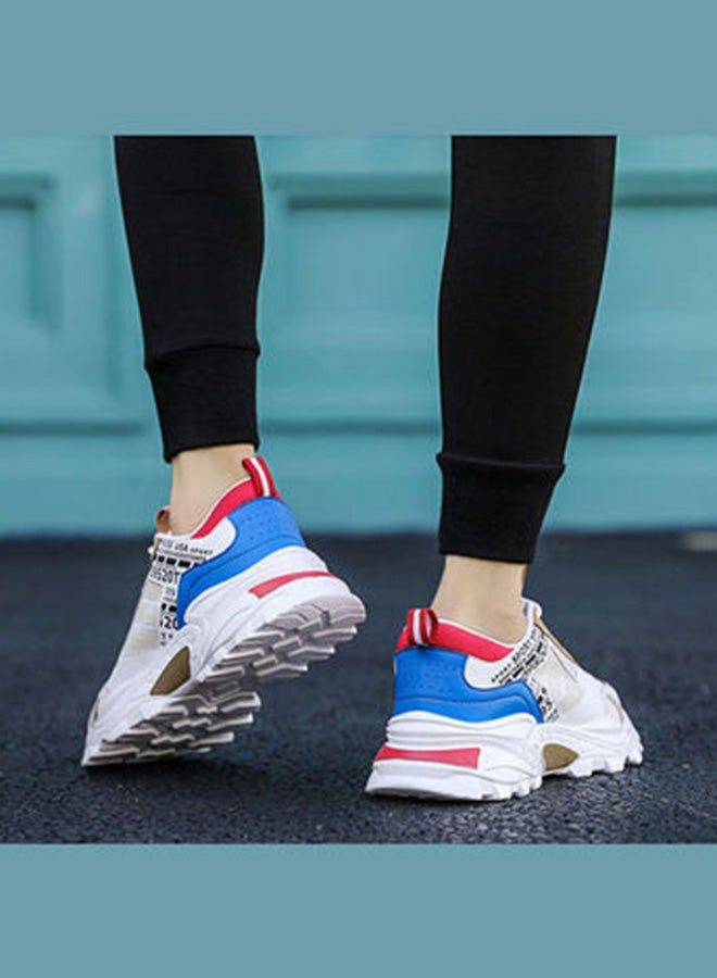 بيوينتي حذاء رياضي برباط ورقبة منخفضة أبيض/أزرق/بني - Image 2