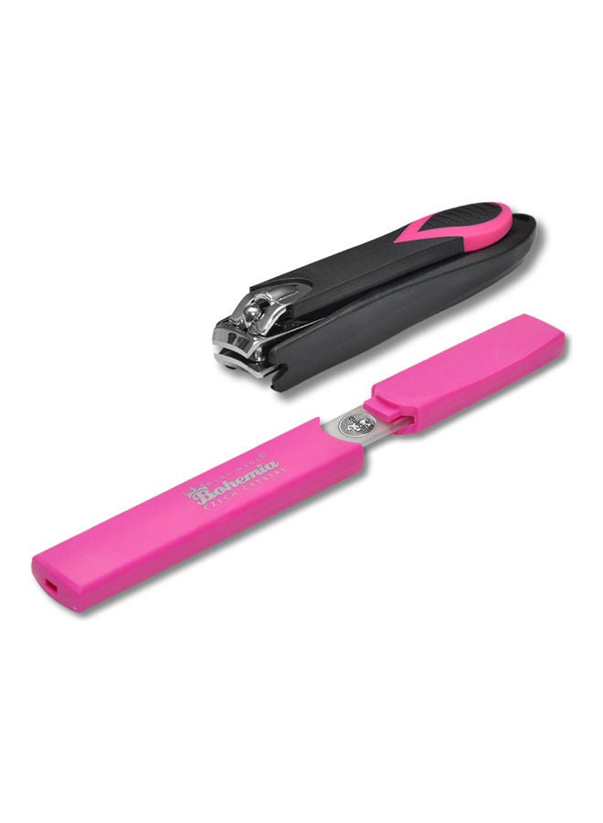 Glass Nail File And Clipper With Plastic Case Multicolour