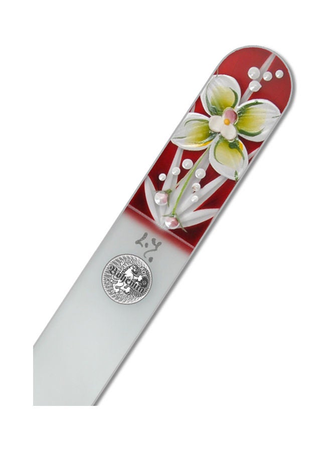 Bohemia HAND MADE CZECH CRYSTAL - Glass Nail File, Ornament Is Made By Stucco Molding White/Brown - Image 1