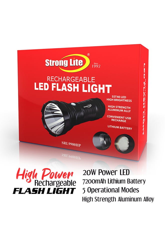 سترونج لايت - مصباح يدوي LED قابل للشحن لون أسود 16سم - Image 1