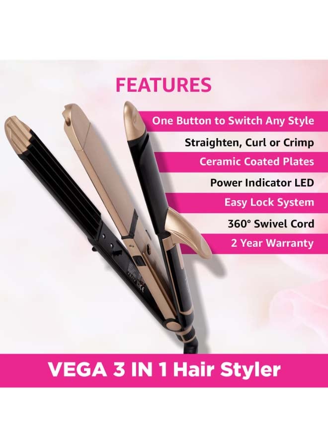 Vega 3-In-1 Instant Hair Styler Black/Gold  - Image 2