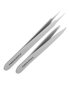 Tweezees Professional Slant Tip And Splinter Tip Tweezer Set Silver  - Image 1